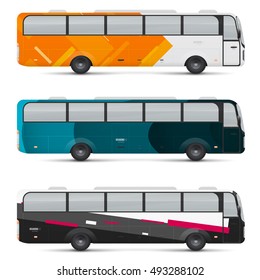 Mockup of passenger bus. Design templates for transport. Branding for advertising and corporate identity. Graphics elements for business or inspiration.