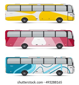 Mockup of passenger bus. Design templates for transport. Branding for advertising and corporate identity. Graphics elements for business or inspiration.