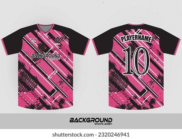 maquillaje, patrón, fondo de camiseta deportiva, fútbol, camisa de correr, franjas en los lados, cuadrados, puntos rosados, blancos y negros