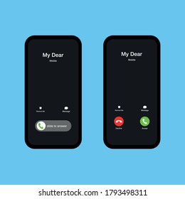 Mockup phone call screen Slide To Answer. Accept Button. Template. Smartphone, 