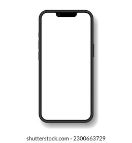 Mockup of a phone screen. Social media promotion. Advertising on a smartphone display. Device front view. 3D mobile phone with shadow. Cell phone