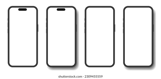 Mockup of a phone screen. Social media promotion. Advertising on a smartphone display. Device front view. 3D mobile phone with shadow. Cell phone