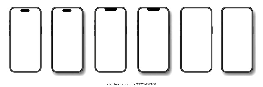 Mockup of a phone screen. Social media promotion. Advertising on a smartphone display. Device front view. 3D mobile phone with shadow. Cell phone