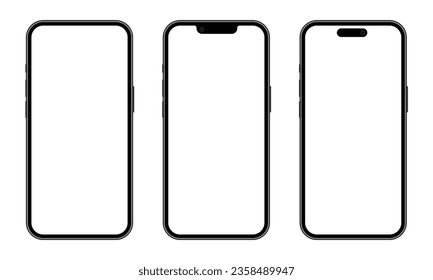 Mockup of a phone screen. Social media promotion. Advertising on a smartphone display. Device front view. 3D mobile phone with shadow. Cell phone