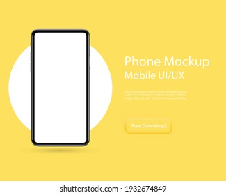 mock-up of the phone, smartphone on a yellow background. UI, UX design, neomorphism in design. Clean Mobile UI Design Concept.