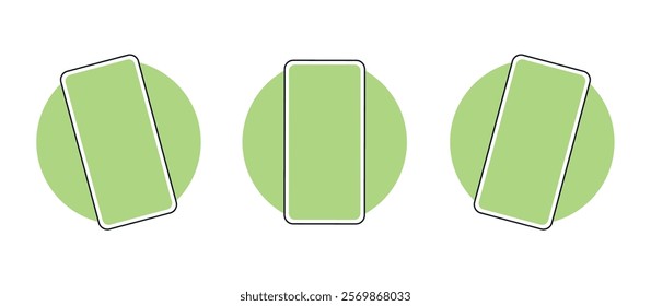 Mockup of a phones screen on green background. Vector flat illustration