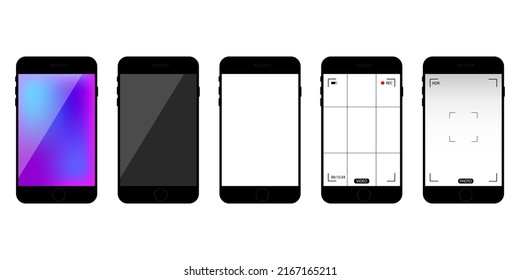 Mockup photo background. Phone screen video on transparent background. Vector illustration. Stock image. 