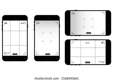 Mockup photo background. Phone screen video on transparent background. Vector illustration. Stock image.