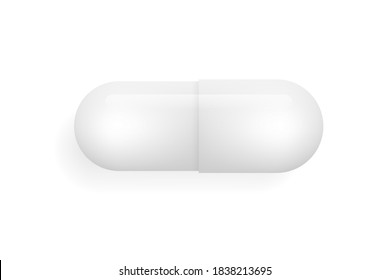 Mockup with pill medicine capsule on white background. White background. Isolated vector icon. Template for medical design. Vector illustration.