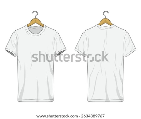 Mockup of a plain white t-shirt hanging