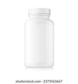 Mockup of plastic bottle. Vector illustration isolated on white background. Can be used for medical, cosmetic and etc. Perfect for final pack shot of your product. EPS10.