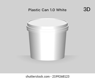 Mockup Plastic Can White 1 kg size