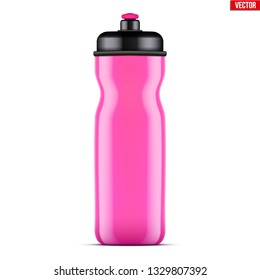 Mock-up Plastic Sport Nutrition Drink Bottle. Pink color. For Whey Protein and Gainer Supplements. Woman Fitness and Female Workout or GYM sports. Vector Illustration isolated on white background
