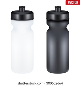 Mockup Plastic Sport Nutrition Drink Bottle For Fitness. Whey Protein And Gainer. Vector Illustration Isolated On White Background