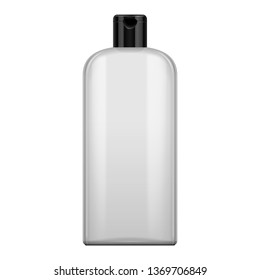 Mockup Plastic White Jar Dose Cap Flasche Creme, Shampoo, Gel oder Lotion. Abbildung einzeln auf weißem Hintergrund. Vorlage bereit für Ihr Design. Vektor-EPS10 