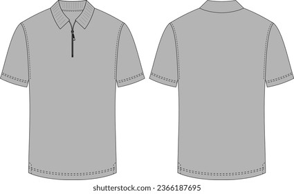 Mockup Poloshirt Zipper Cortas Sleeves