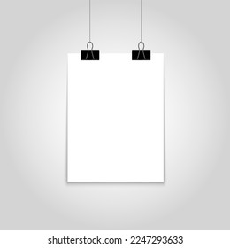 Mockup poster. one hanging poster mockup. Vector