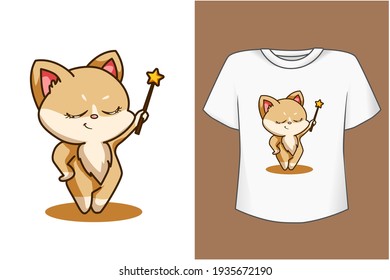 Mockup pretty cat and illustration