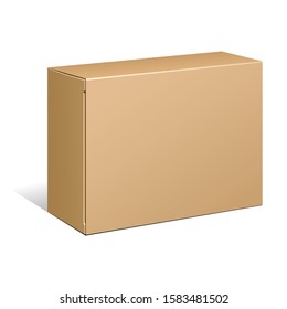 Mockup Product Cardboard Package Box. Brown.Illustration Isolated On White Background. Mock Up Template Ready For Your Design. Vector EPS10