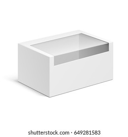 Mockup Product Cardboard Plastic Package Box With Window. Illustration Isolated On White Background. Mock Up Template Ready For Your Design. Vector EPS10