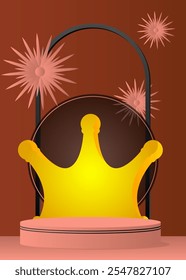 Produktdarstellung mit Crown. Podium des Vektor-Zylindersockels. Bühnenpräsentation zur Präsentation. Minimale geometrische Formen.
