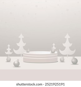 Maqueta de visualización del producto. Feliz Navidad, Nuevo año mínima escena de la pared. 
