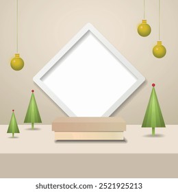 Produktdarstellung nach dem Mockup. Frohe Weihnachten, Neujahr minimale Wand Szene. 
