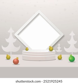 Mockup product display. Merry christmas, New year minimal wall scene. 
