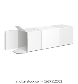 Mockup Product Open Cardboard Package Boxes. Illustration Isolated On White Background With Window. Mock Up Template Ready For Your Design. Vector EPS10 