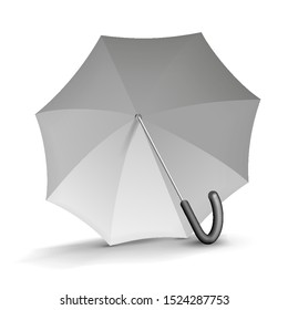 Mockup Promotional Advertising White Gray Umbrella Parasol. Mock Up. Template. Illustration Isolated On White Background. Ready For Your Design. Product Advertising. Vector EPS10