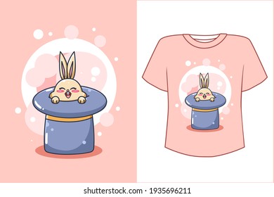 Mockup rabbit in a hat cartoon illustration