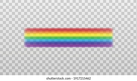 Mockup of rainbow spectrum colors straight decorative element, realistic vector illustration isolated on transparent background. Iris arch Illumination effect.