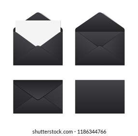 Mockup realistic black envelopes. vector illustration on white background.
