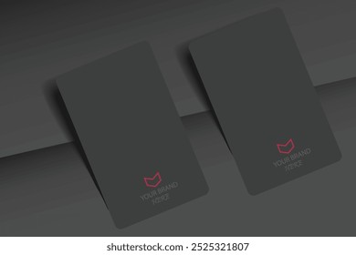 Mockup of a realistic business card with rounded corners, on a textured background with realistic shadow vector illustration design