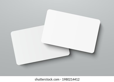 Mockup Realistic Business Cards, Gift Card Paper Placeholder Template Mockup With Shadows Effects On A Gray Background, Mockup Visit Card – Stock Vector