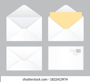 Mockup realistic envelopes. Open and closed envelopes. Vector illustration eps 10