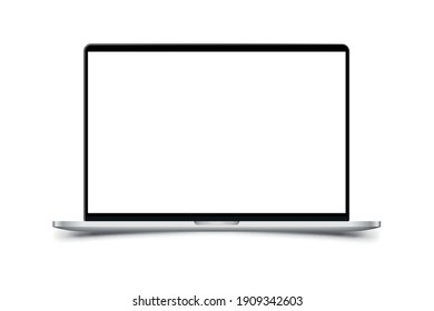 Mock-up of realistic Laptop. Front side with screen isolated on white background with shadow. Flat vector illustration EPS 10.