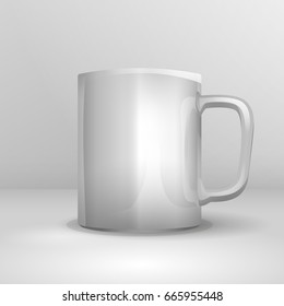 Mock-Up realistic mug cup isolated on background. Vector illustration.