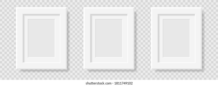 Mockup realistic rectangular  picture or photo frame black color isolated on transparent background for your design. Format A 4. Vector illustration. EPS10