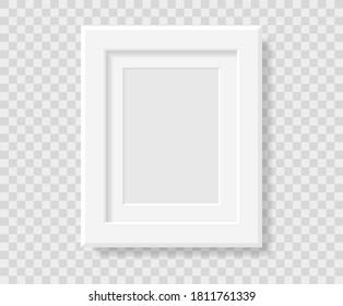 Mocken Sie für Ihr Design eine realistische, rechteckige Bild- oder Fotorahmenfarbe einzeln auf transparentem Hintergrund auf. Format A 4. Vektorgrafik. EPS10