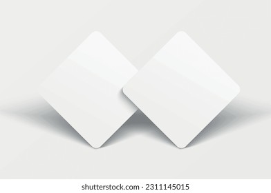 Mockup realistic square business card with rounded corners, gift card. Realistic blank business card with shadow for your design. Vector illustration EPS 10