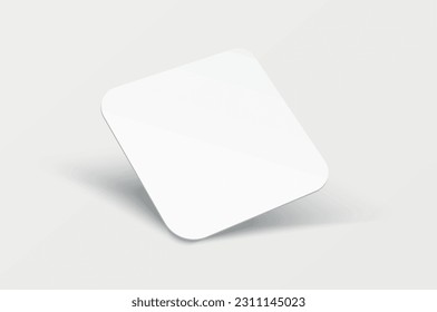 Mockup realistic square business card with rounded corners, gift card. Realistic blank business card with shadow for your design. Vector illustration EPS 10