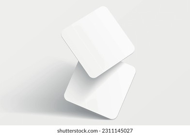 Mockup realistic square business card with rounded corners, gift card. Realistic blank business card with shadow for your design. Vector illustration EPS 10