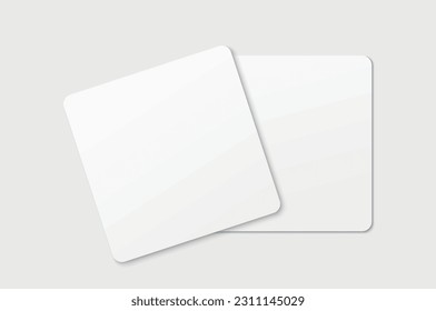 Mockup realistic square business card with rounded corners, gift card. Realistic blank business card with shadow for your design. Vector illustration EPS 10