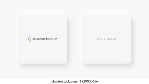 Mockup Realistic Visit  Business Card Square Shape With Rounded Corners, Isolated On Light Background. Realistic Mockup Card. Vector Illustration EPS10.	