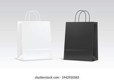 Maquillaje de una bolsa de papel blanco y negro realista 