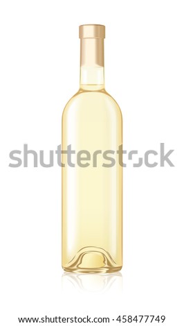 Mock-up Realistic White Wine Bottle Isolated Vector