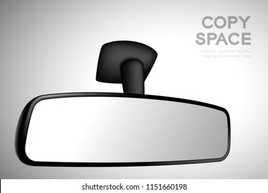 Mock-up Rear View Mirror Inside Car Illustration Black Color Isolated On Gradient Background, With Copy Space