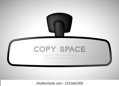 Mock-up Rear View Mirror Inside Car Illustration Black Color Isolated On Gradient Background, With Copy Space