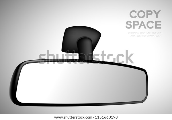 Mock-up rear view
mirror inside car illustration black color isolated on gradient
background, with copy
space